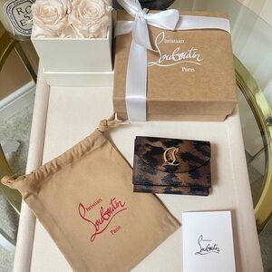 CHRISTIAN LOUBOUTIN CL debossed leopard-print leather wallet $750 NEW